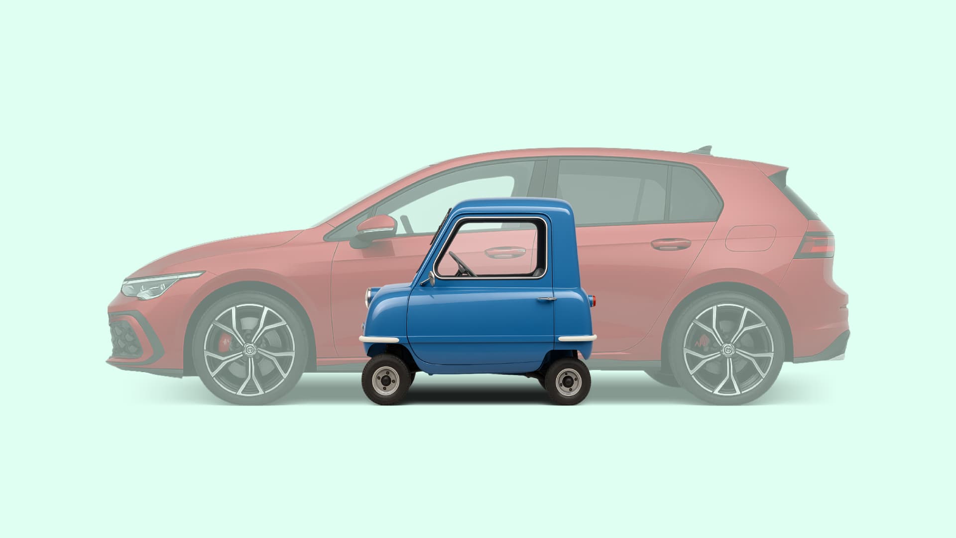 smallest-car-in-the-world-peel-p50-vs-golf-sandero-volkswagen-golf